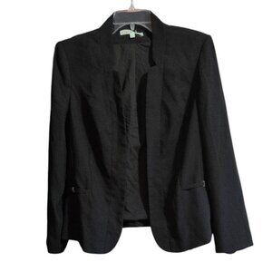 Cleo Blazer Black Long Sleeve Open Lined Coat with Side Buckle Office Wear